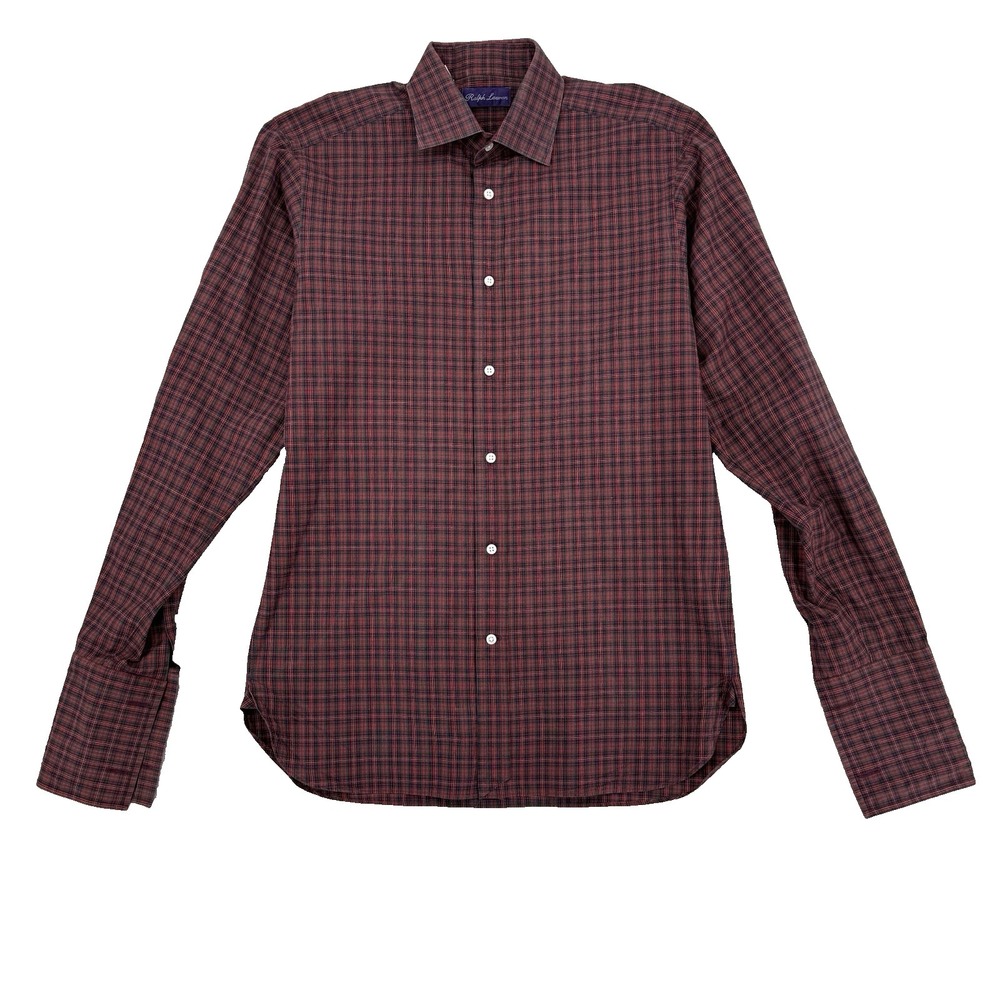 Vintage Ralph Lauren Purple Label (RLPL) Mens Sz 15 Small Plaid Button Up Shirt